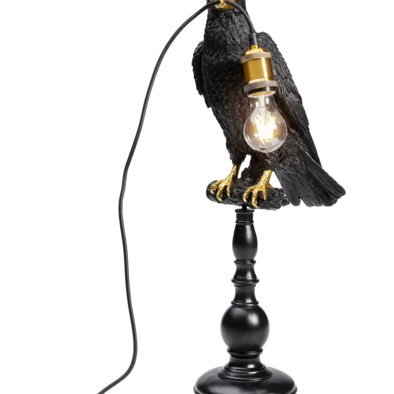 Tischleuchten-KARE Design Tischleuchte Animal Sitting Crow Matt Schwarz