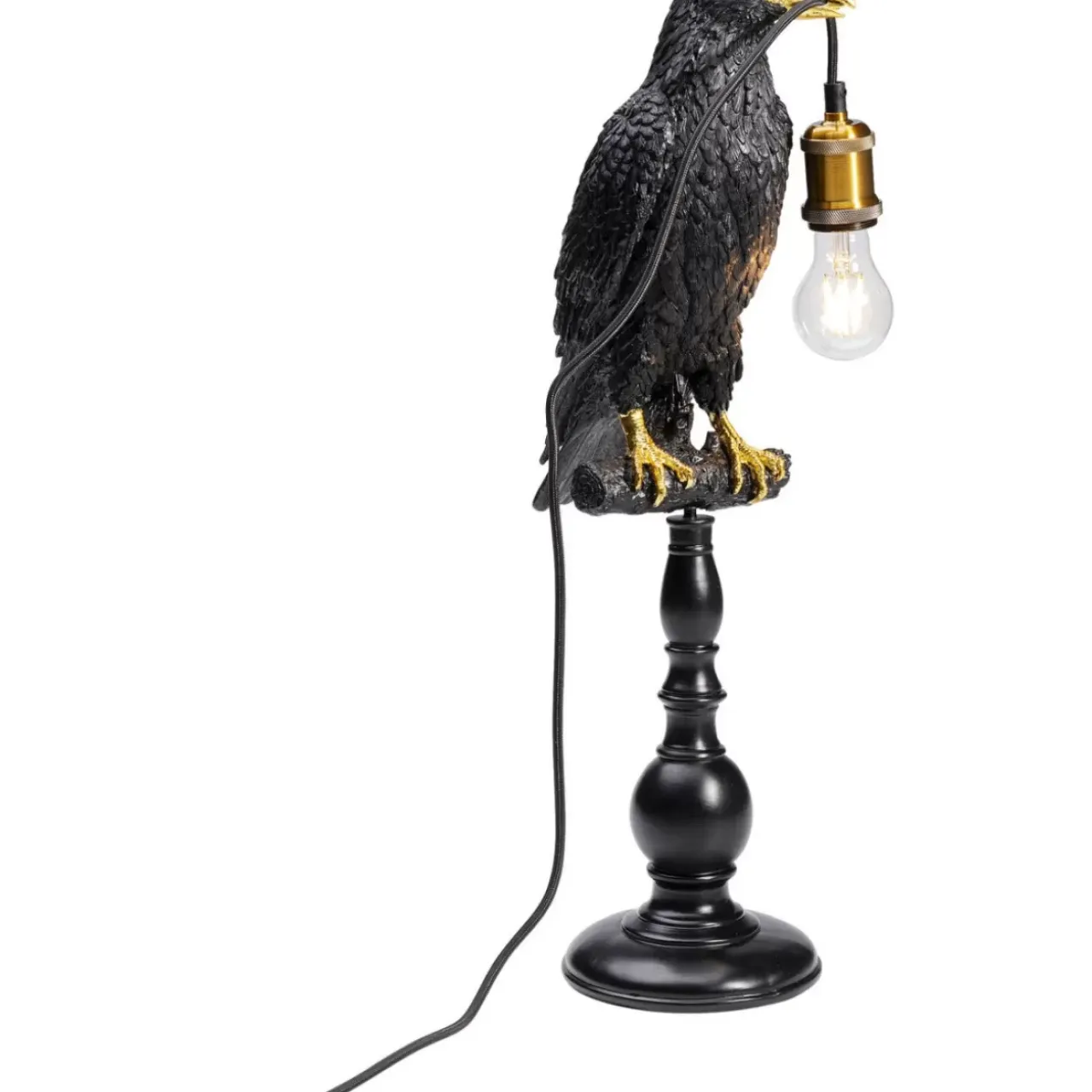Tischleuchten-KARE Design Tischleuchte Animal Sitting Crow Matt Schwarz