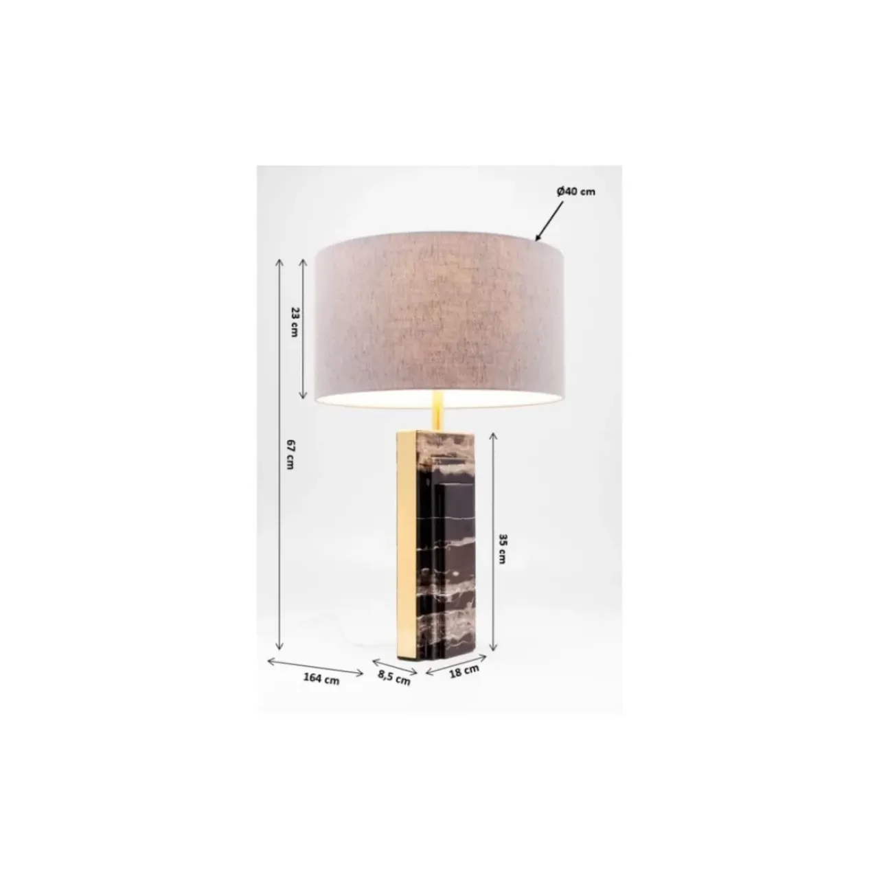 Tischleuchten-KARE Design Tischleuchte Charleston Marble 69Cm