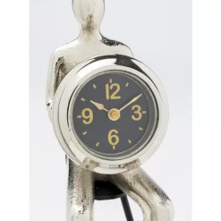 Uhren-KARE Design Tischuhr Sitting Man Silber 12X31Cm
