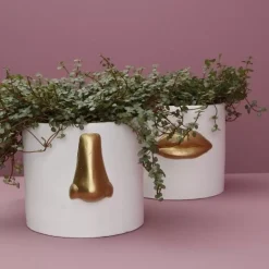 Sonstiges & Zubehör Accessoires-KARE Design Ubertopf Nase Weiss/Gold