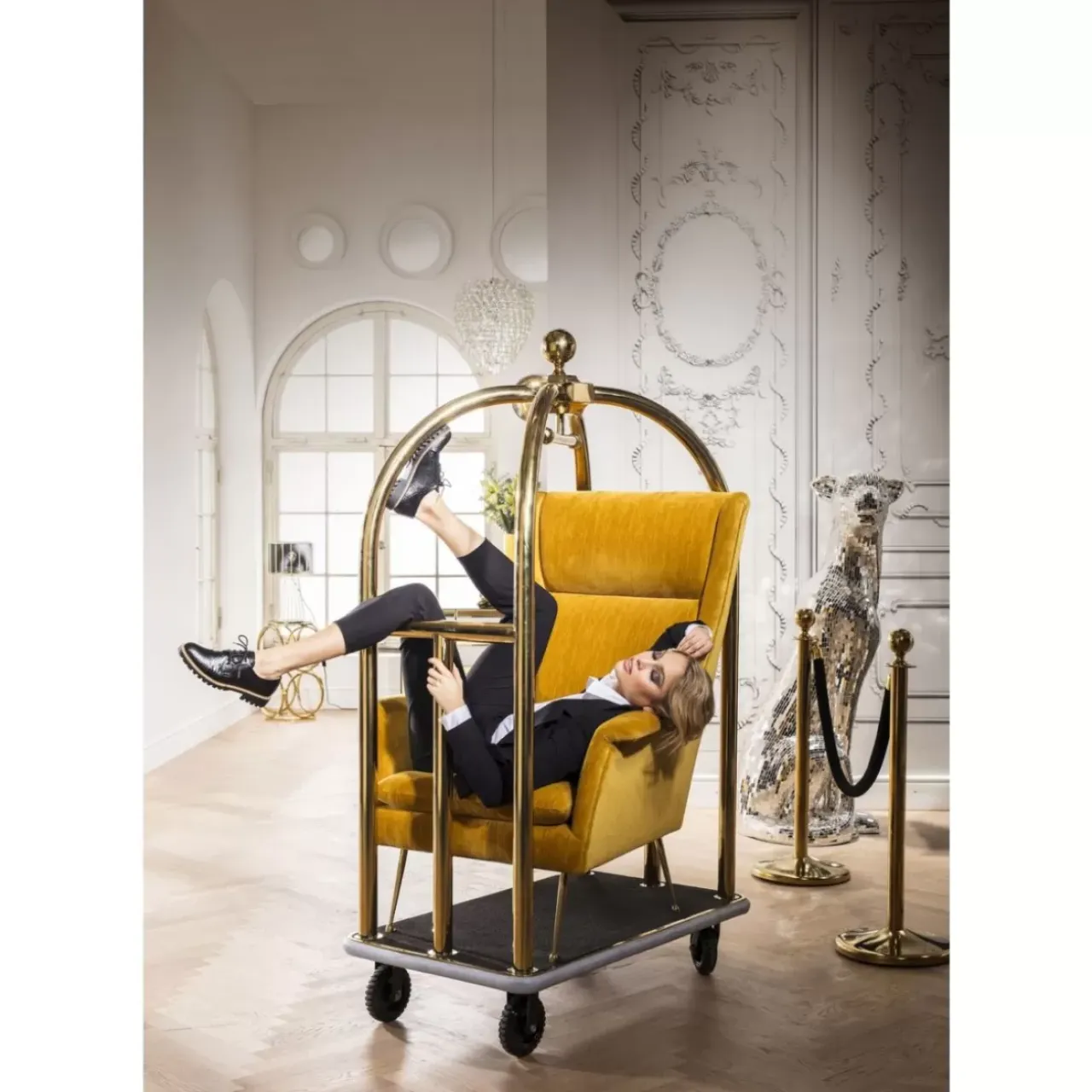 Kleinmöbel & Sonstiges-KARE Design Vip Gepackwagen Vegas Gold