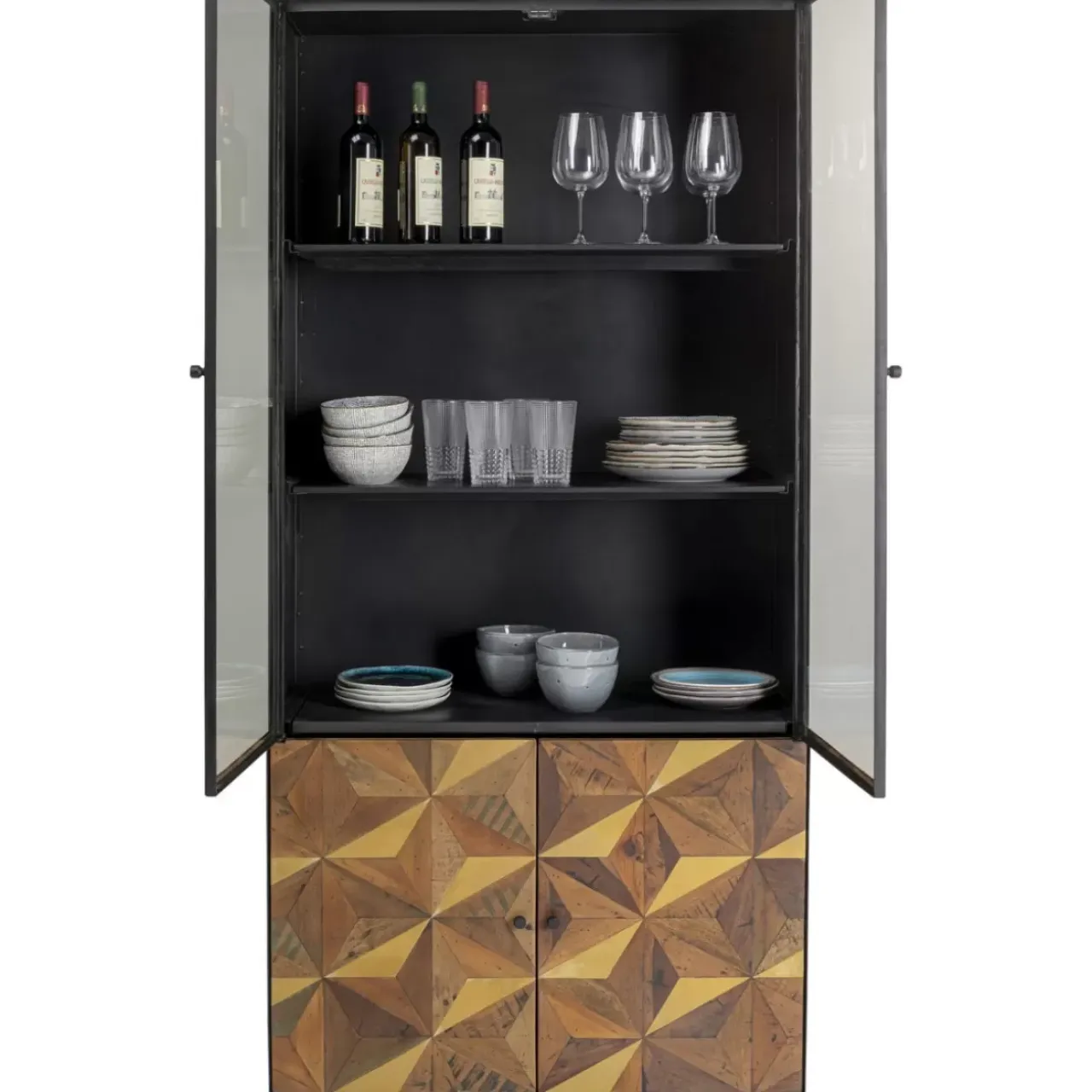 Regale-KARE Design Vitrine Illusion Gold 90X180Cm