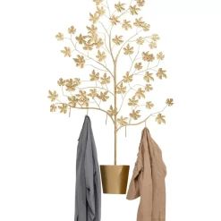 Kleinmöbel & Sonstiges-KARE Design Wandgarderobe Leafline Gold 93Cm