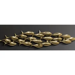 Bilder-KARE Design Wandobjekt School Of Tuna Gold 181X41Cm