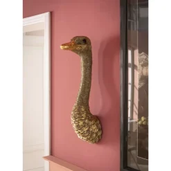 Bilder-KARE Design Wandschmuck Ostrich Gold