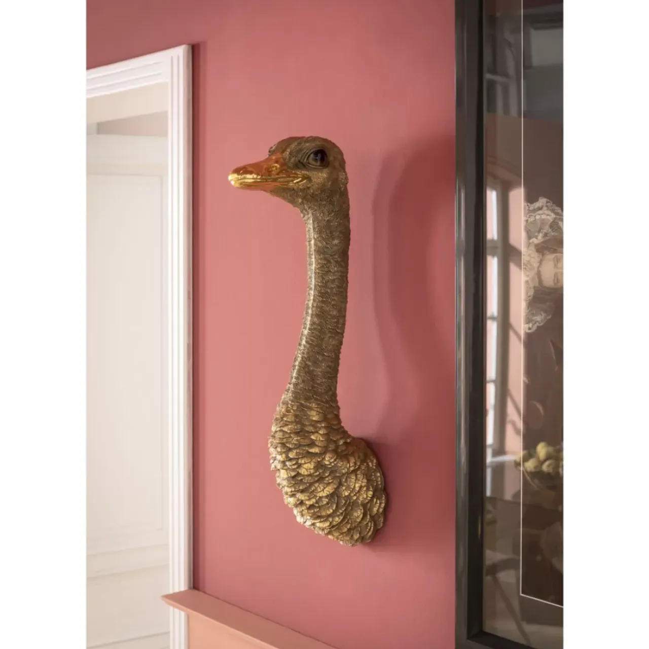 Bilder-KARE Design Wandschmuck Ostrich Gold