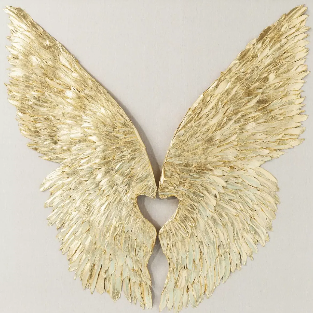 Bilder-KARE Design Wandschmuck Wings Gold-Weis 120X120Cm