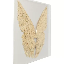Bilder-KARE Design Wandschmuck Wings Gold-Weis 120X120Cm