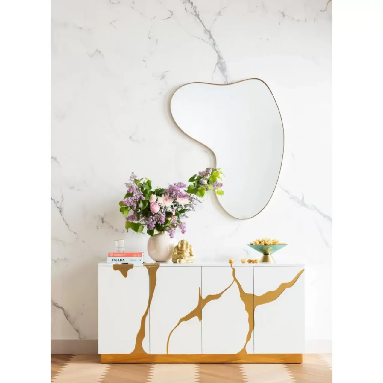 Spiegel-KARE Design Wandspiegel Shape Brass 110X120Cm