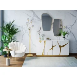 Spiegel-KARE Design Wandspiegel Shape Hexagon Brass 64X94,5Cm