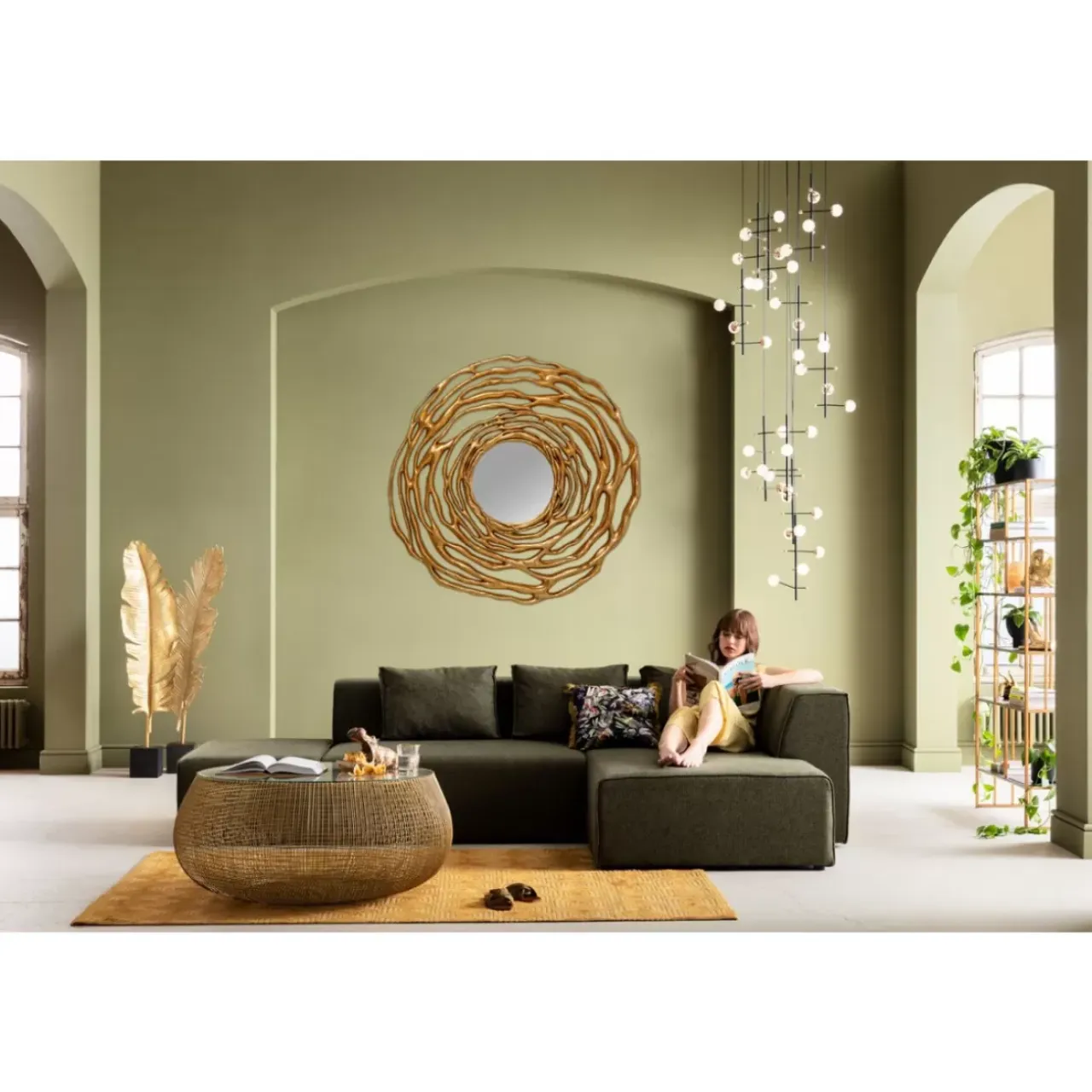 Spiegel-KARE Design Wandspiegel Twiggy Gold O121Cm