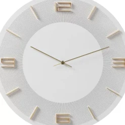 Uhren-KARE Design Wanduhr Leonardo Weis/Gold