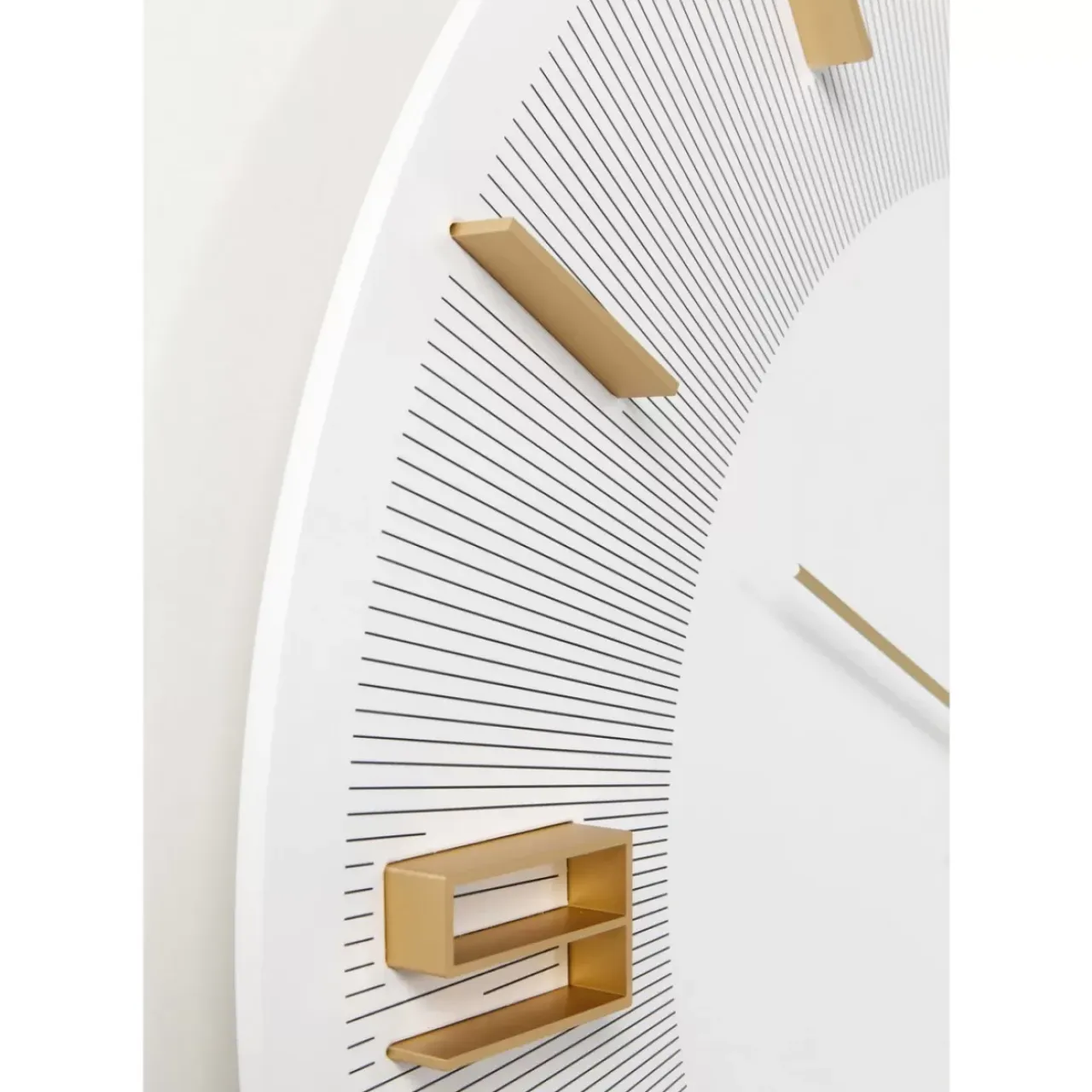Uhren-KARE Design Wanduhr Leonardo Weis/Gold