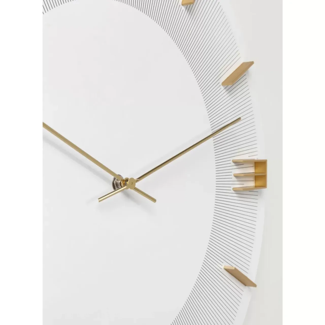 Uhren-KARE Design Wanduhr Leonardo Weis/Gold