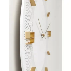 Uhren-KARE Design Wanduhr Leonardo Weis/Gold