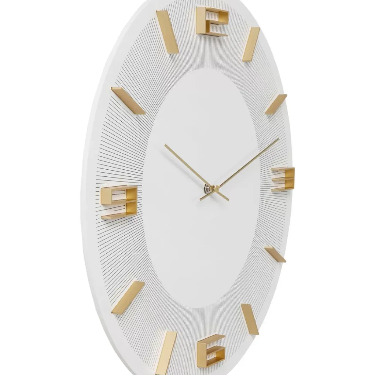 Uhren-KARE Design Wanduhr Leonardo Weis/Gold