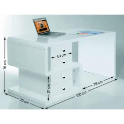 Tische-KARE Design White Club Schreibtisch Snake 150X70Cm
