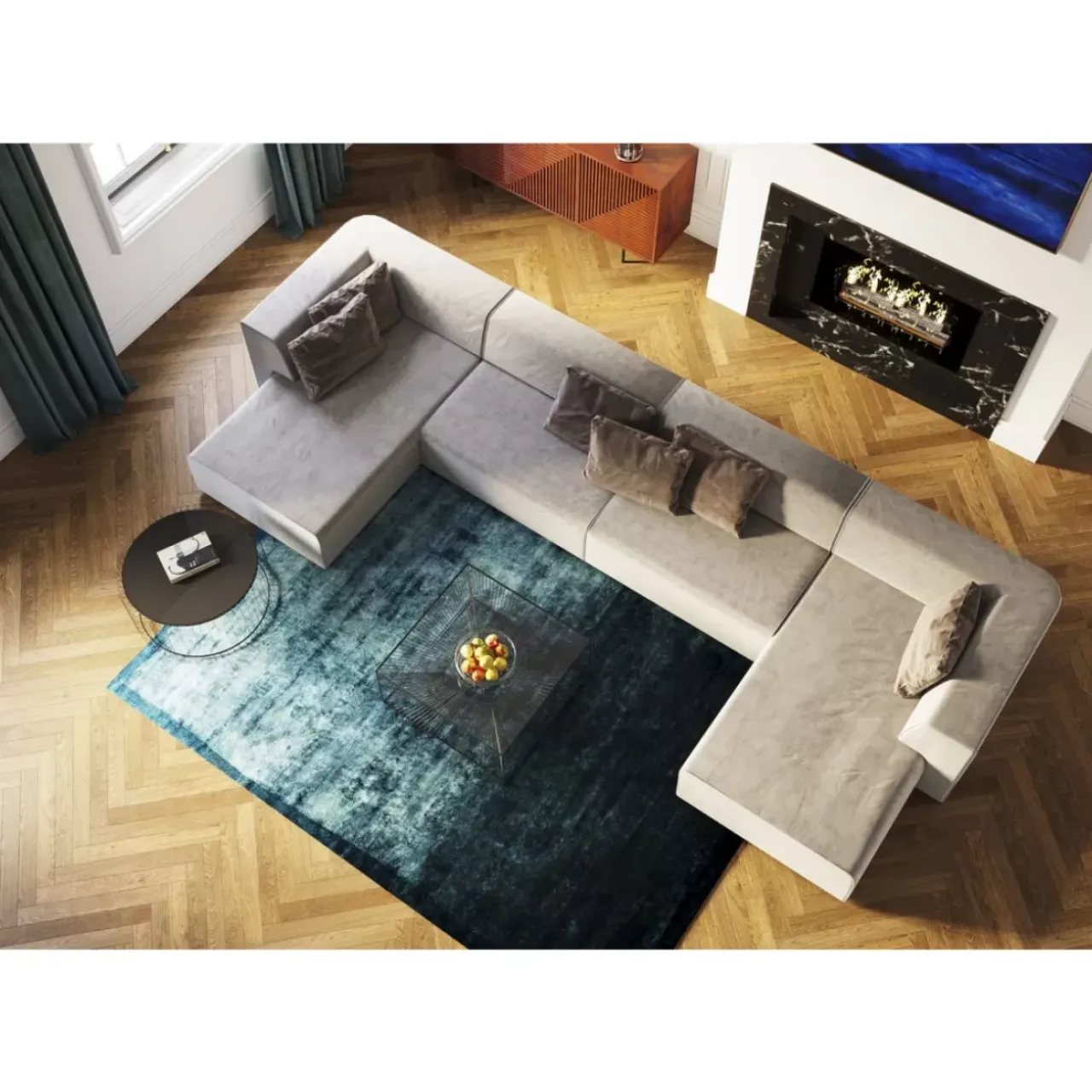 Sofas & Couches-KARE Design Wohnlandschaft Infinity Malibu Grau 434Cm